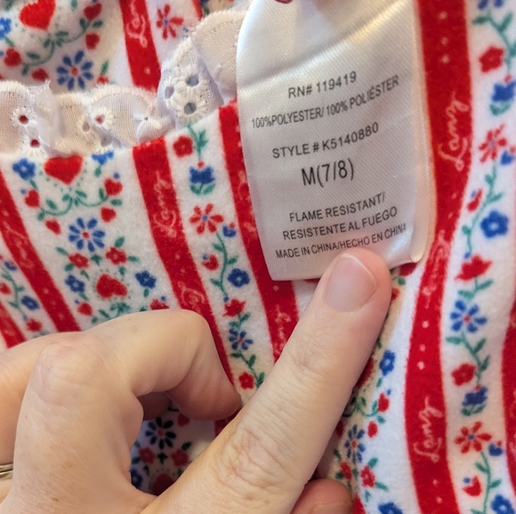 Lanz of Slazburg Flannel Striped Floral Long Nightgown - Picture 14 of 14